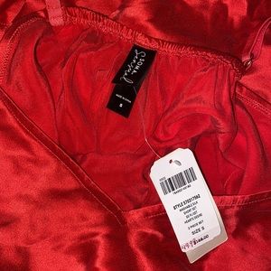 Red silk cami